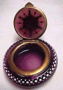 Amethyst Glass Patch Box Dresser Jar - Glass