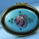 old Hand Painted PILL BOX Guilloche Style Enamel- Vintage Jewelry or Purse Accessory