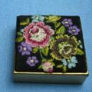 old Hand Painted PILL BOX Guilloche Style Enamel- Vintage Jewelry or Purse Accessory