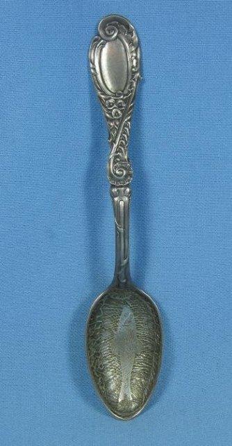 vintage Reed & Barton Sterling Silver FISH Fish Net Spoon - Antique with Tooled Bowl
