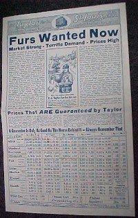 TAYLOR FUR Co. TRAPPERS Shippers Advertising - Paper