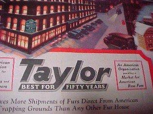 TAYLOR FUR Co. TRAPPERS Shippers Advertising - Paper