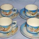 4 Occupied Japan Porcelain DRAGONWARE Demitasse Cup and Saucer Sets