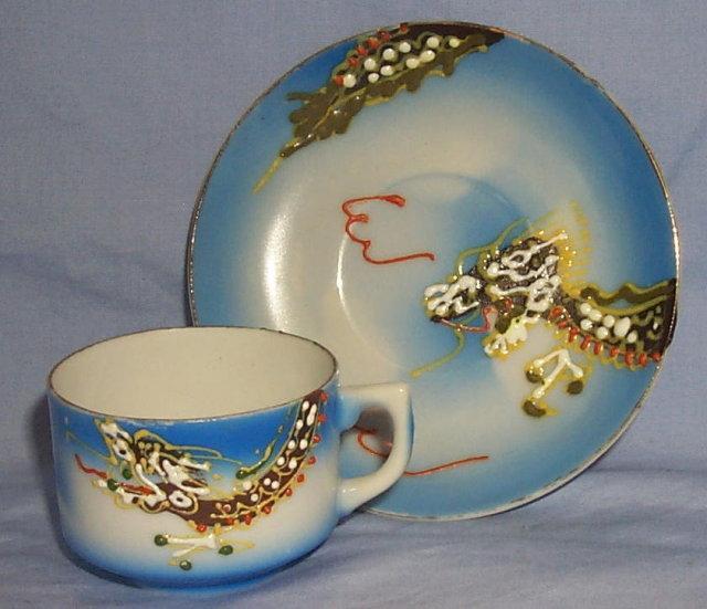 4 Occupied Japan Porcelain DRAGONWARE Demitasse Cup and Saucer Sets