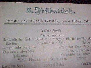 1911 Cruise Menu Norddeutscher Lloyd, Bremen - Advertising