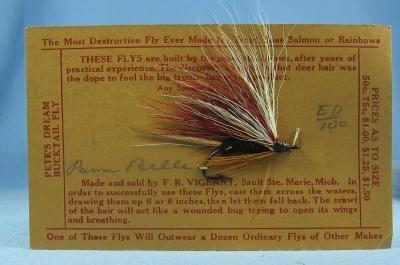 old Hand Tied Fly Fishing Lure - PARM BELLE - Trout Bass Salmon Rainbow Fish Bait - Vintage sporting