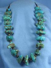 Native American Indian Turquoise & Silver Necklace - Antique Ethnographic Jewelry
