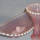 Beautiful Pink Opalescent Ribbed Art Glass Bowl / Epernge