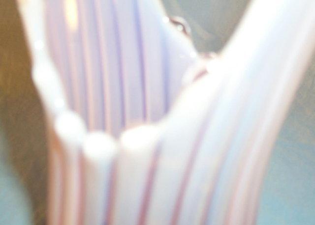 Beautiful Pink Opalescent Ribbed Art Glass Vase