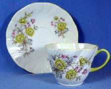 Pottery Rosina Bone China FLUTED SWIRL Teacup and Saucer - Vintage English Porcelain Cup & Saucer
