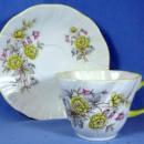 Pottery Rosina Bone China FLUTED SWIRL Teacup and Saucer - Vintage English Porcelain Cup & Saucer