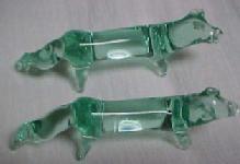 2 Fox Knife Rest Blown Green - Glass