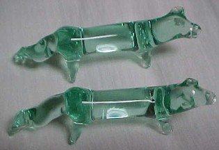 2 Fox Knife Rest Blown Green - Glass