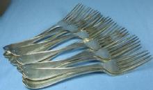 19th c Rogers Silver Original OVAL THREAD Fork Group - Antique
