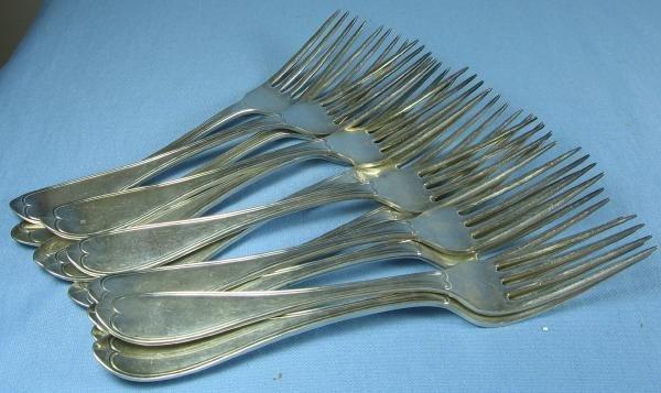 19th c Rogers Silver Original OVAL THREAD Fork Group - Antique