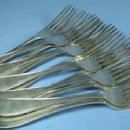 19th c Rogers Silver Original OVAL THREAD Fork Group - Antique