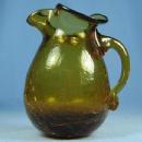 old Vintage Antique Hand Blown CRACKLE Glass Pitcher