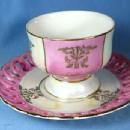 Porcelain PINK LUSTRE luster Pierced Rim Cup & Saucer