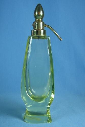 Mini Devilbiss ART DECO Perfume Bottle Atomizer Rich Canary Yellow Glass