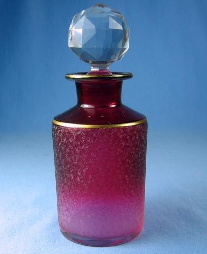 St Louis Chipped Ice Rubina Art Glass Cologne Perfume Antique Bottle