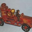 Cast Iron Red Toy Firetruck Older Repro