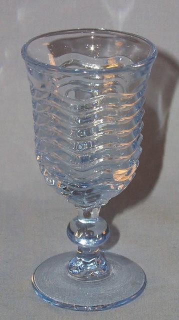 Blue CARIBBEAN Depression Glass Ball Stem Wine Glass