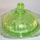Green PARROT Depression Glass Butter Dish and Cover