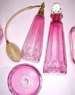 Cranberry Dresser Set - Glass