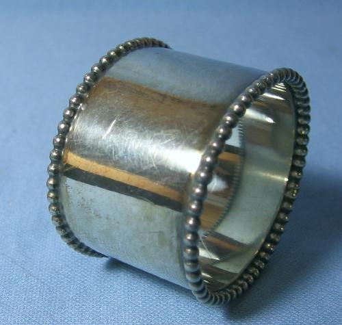 vintage Victorian Silver Napkin Ring - Fancy Beaded Edge