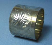 vintage Victorian Silver Napkin Ring - Fancy Tooled Etched