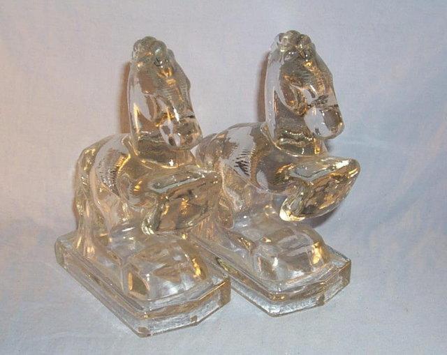 Crystal REARING HORSE Glass Bookends
