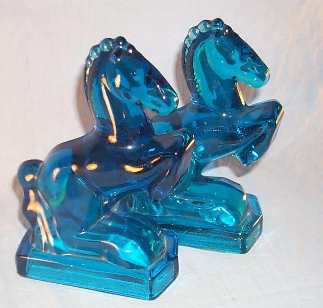 Crystal REARING HORSE Glass Bookends