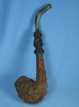 Black Forest Hand Carved Smoking PIPE - Antique Hand Carved Wood Briar Root Tobacciana