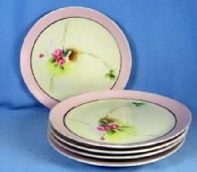 Nippon Porcelain Pottery - Hand Painted Dessert Plate Group