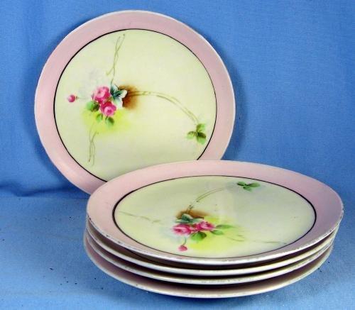 Nippon Porcelain Pottery - Hand Painted Dessert Plate Group