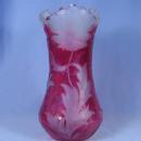 Moser Cranberry Cameo Cut to Clear Art Glass Vase - Antique Victorian