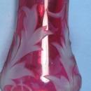 Moser Cranberry Cameo Cut to Clear Art Glass Vase - Antique Victorian