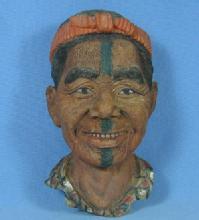 old Bosson Pottery type NATIVE CHIEF Figural FACE Wall Hanging - misc