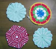old Antique Crochet POT HOLDERS - Kitchen Textile