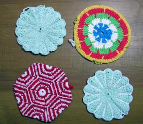 old Antique Crochet POT HOLDERS - Kitchen Textile