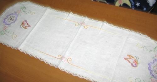 Antique Embroidered Table Runner - VintageTextile