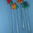 Glass TROPICAL FISH Stirrers Swizzle Stick Group