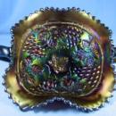 Northwood Carnival Glass Grape and Cable ~ Amethyst 2 Handle Nappy