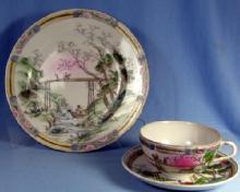MORIAGE 3pc set Group Porcelain Triplet - Japan Plate Cup & Saucer