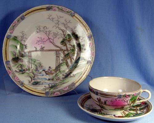 MORIAGE 3pc set Group Porcelain Trio or Triplet - Japan Plate Cup & Saucer