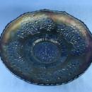 Fenton Carnival Glass ORANGE TREE ORCHARD w/Bearded Berry Exterior Vintage Cobalt Carnival Glass Bowl