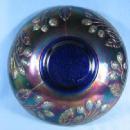 Fenton Carnival Glass ORANGE TREE ORCHARD w/Bearded Berry Exterior Vintage Cobalt Carnival Glass Bowl