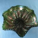 Fenton Carnival Glass PEACOCK TAIL Green Bowl