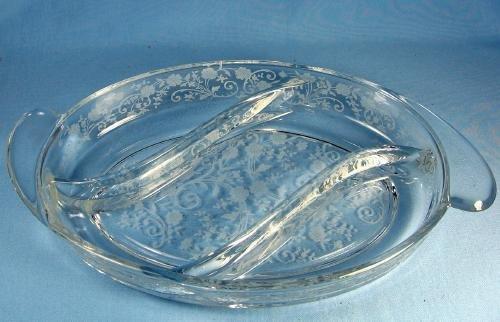 Fostoria BUTTERCUP Elegant Glass 3-section Relish Server Dish