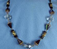 vintage Faceted Crystal & Ruby Necklace - Estate Jewelry